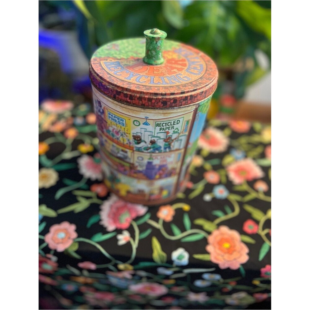 90s Teddy bear recycling center storage canister